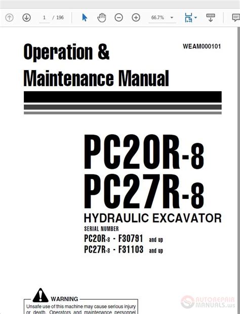 Komatsu pc20r 8 pc25r 8 pc27r 8 hydraulic excavator operation maintenance manual. - Service manual for john deere 624j loader.