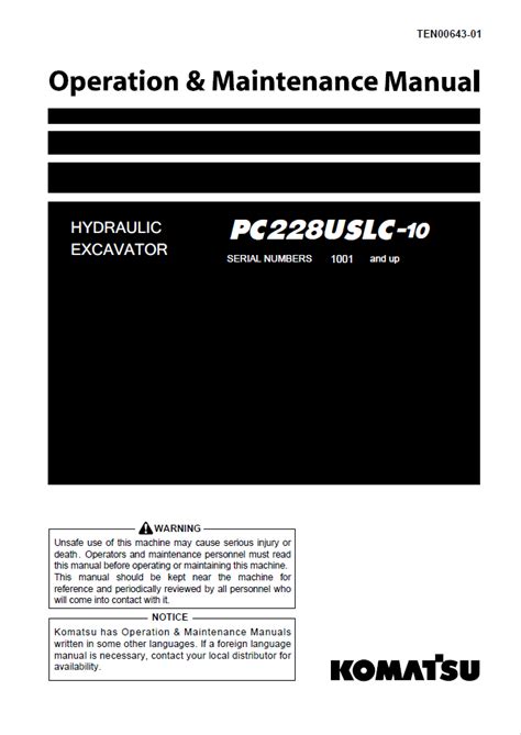 Komatsu pc228uslc 10 hydraulic excavator service repair manual download. - Nate gas and oil certification study guide.