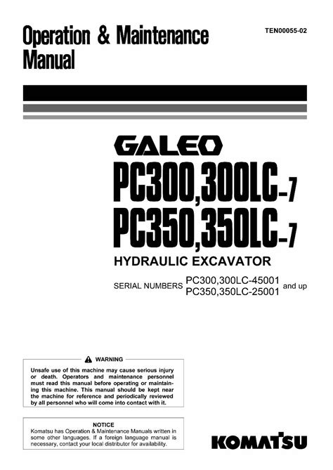Komatsu pc300 7 pc300lc 7 pc350 7 pc350lc 7 hydraulic excavator operation maintenance manual. - 1 8t jetta 04 repair manual.