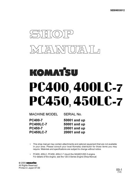 Komatsu pc400 7 pc450 7 manual collection. - Komatsu pc400 7 pc450 7 manual collection.