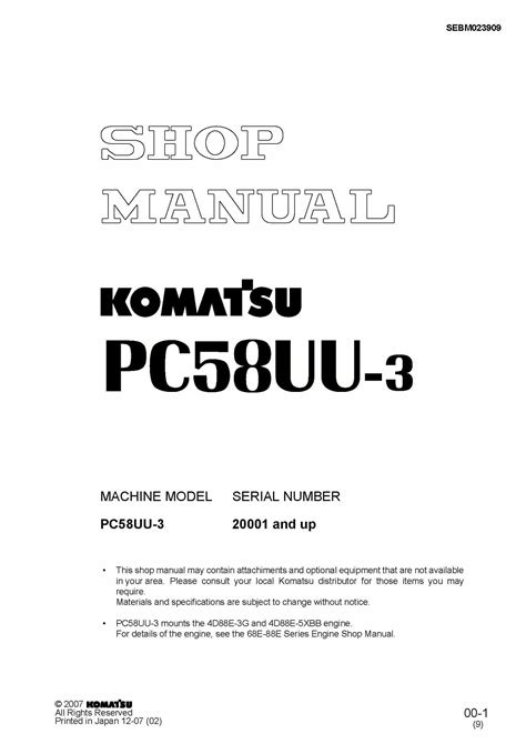 Komatsu pc58uu 3 hydraulic excavator workshop service repair manual download 20001 and up. - Suzuki dr z400s drz400s workshop repair manual all 2000 2009 models covered.