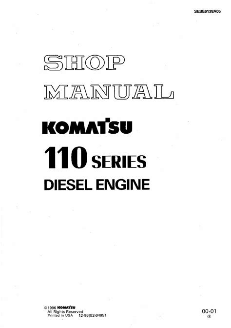 Komatsu s6d110 1 sa6d110 1 diesel engine service repair workshop manual download. - Mitsubishi lancer 4g13 manual de taller.