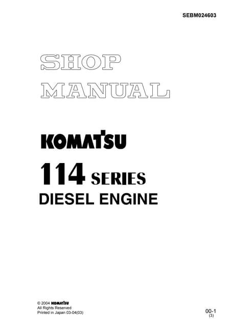 Komatsu saa6d114e 2 diesel engine service repair workshop manual. - Aanhoudende zorg van jos van kemenade.