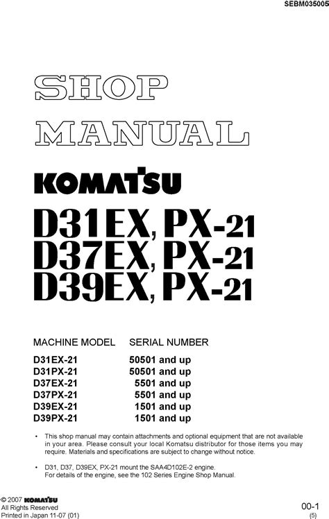 Komatsu service d31 ex21 d31px 21 d37ex 21 d37px 21 series shop manual dozer workshop repair book. - Bmw 325xi 2000 repair service manual.