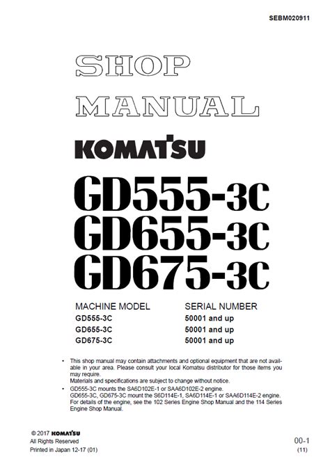 Komatsu service gd555 3c gd655 3c gd675 3c series shop manual 50001 and up. - Model mf 300 massey ferguson service manual.