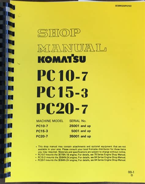 Komatsu service pc10 7 pc15 3 pc20 7 shop manual excavator repair book. - Historia de la biblioteca nacional de colombia.