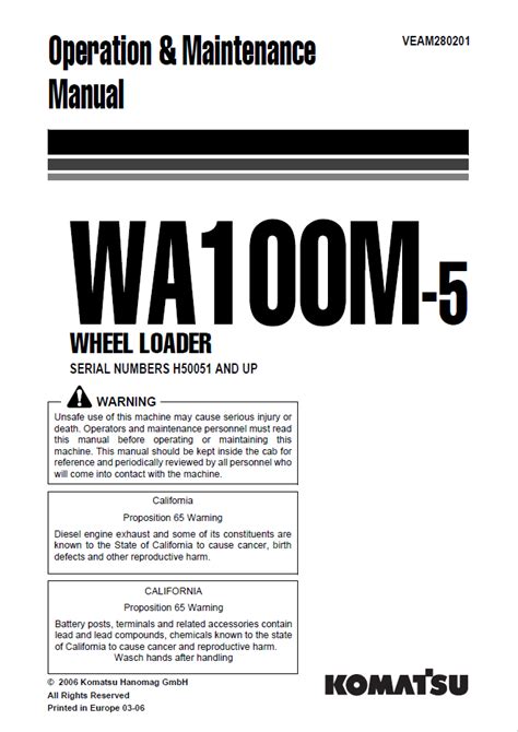 Komatsu wa100m 5 wheel loader operation maintenance manual. - Materials science and engineering solution manual 8th.