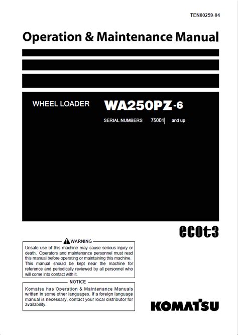 Komatsu wa250pz 6 wheel loader operation maintenance manual. - Le grand quatre poirot hercule poirot série livre 5.