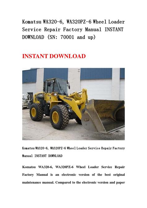 Komatsu wa320 6 wa320pz 6 ka spec wheel loader service shop repair manual. - Intertherm gas furnace manual mac 1165.