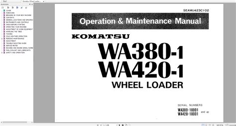 Komatsu wa380 1 wa420 1 operation and maintenance manual. - 90 series detroit diesel engine manual.