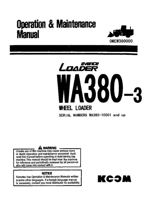Komatsu wa380 3 wheel loader service repair workshop manual download sn 10001 and up. - Mercury mariner 60 hp bigfoot service manual.