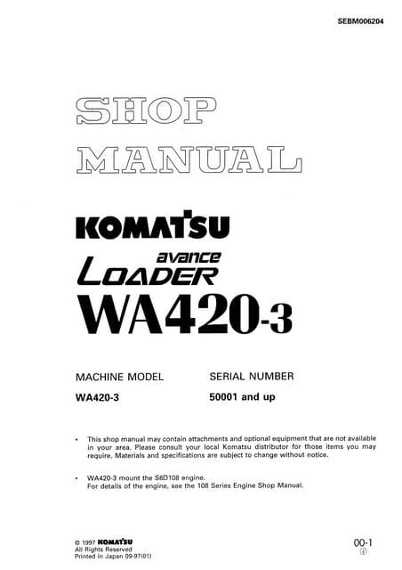 Komatsu wa420 3mc wa420 avance plus wheel loader service repair workshop manual. - Preferente aandeelen en actions de jouissance..