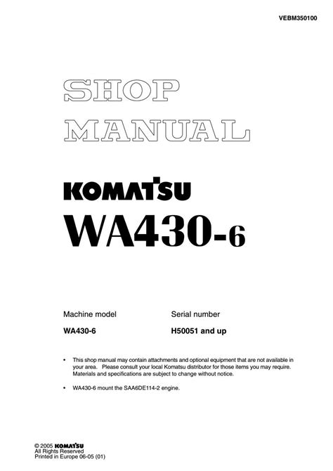 Komatsu wa430 6 wa 430 wa430 wheel loader service repair workshop manual. - The seismic design handbook 1st edition.