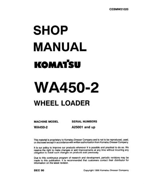 Komatsu wa450 1 wheel loader workshop service repair manual download wa450 1 serial 10001 and up. - Centres indigènes extracoutumiers au congo belge ....