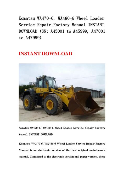 Komatsu wa470 6 wa480 6 wheel loader service repair manual operation maintenance manual. - Tangerine study guide answer key packet.