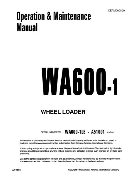 Komatsu wa600 1 wheel loader service and repair manual. - Jobmate weed eater manualkawasaki weed eater manual.