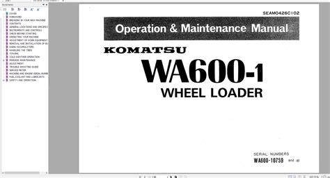 Komatsu wa600 1 wheel loader shop service manual wa 600. - Manuale del compressore d aria kaeser asd.