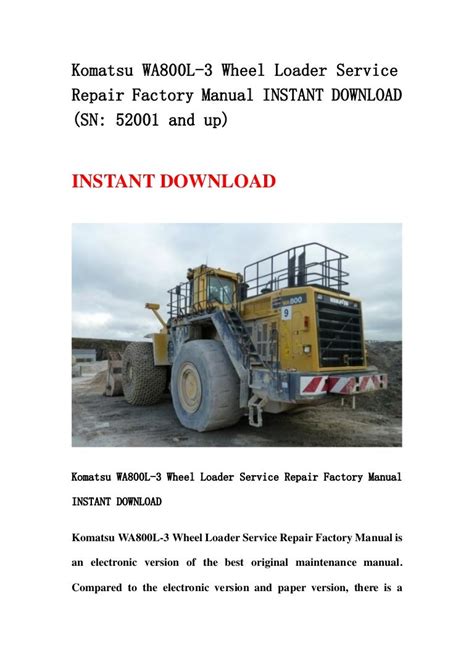 Komatsu wa800 3 wheel loader service repair workshop manual sn 50001 and up. - Toeic listening and reading test manual.