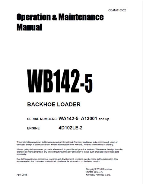Komatsu wb142 5 backhoe loader operation maintenance manual. - Posizione della scatola dei fusibili della toyota auris.