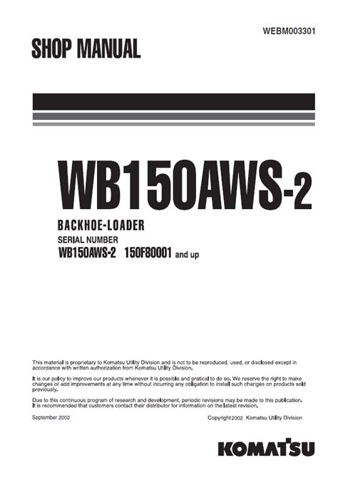 Komatsu wb150aws 2 backhoe loader service shop repair manual. - Ford galaxy mk 1 service manual.