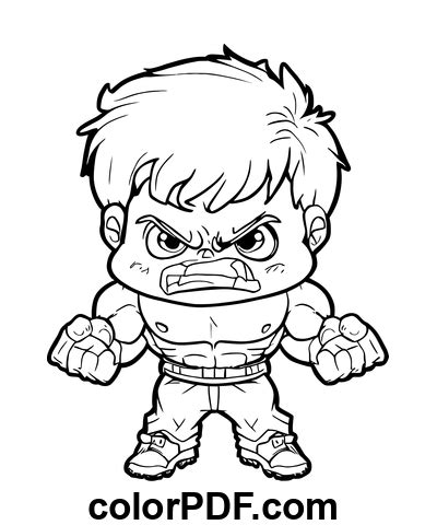 Komik Chibi Hulk – PDF'de Boyama Sayfaları ve Kitaplar. 