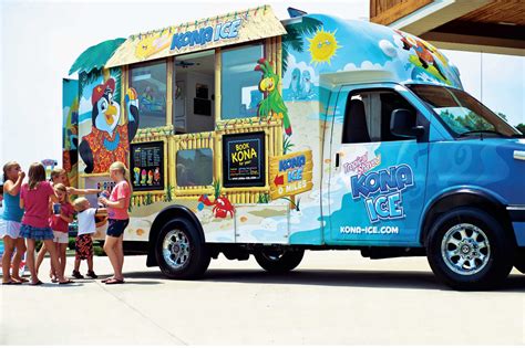 Kona ice truck.. Kona Ice® Production. Enjoy the Experience. Our intellectual property is protected by the following U.S. Patents: 8,157,136 April 7, 2012 9,321,387 April 26, 2016 
