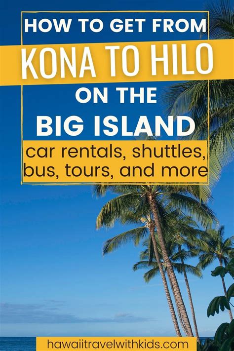 Kona to hilo. 3: Better prices for long term car rentals. If you are staying for more than 30 days and want to rent a car on the Big Island, have a look at e.g. island discount rentals (only in Hilo). This company rents out used cars and offers very competitive prices on longer term rentals. 
