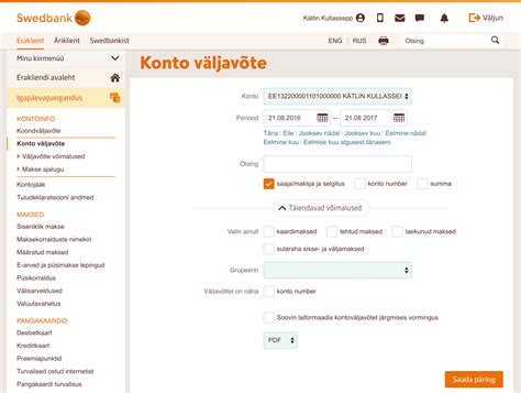 Konto teises pangas - Swedbank