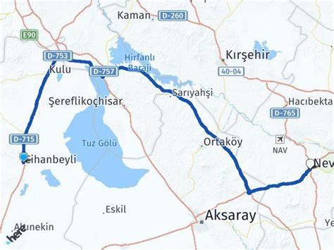 Konya Cihanbeyli Çorum Yol Tarifi Güzergah Haritası. 