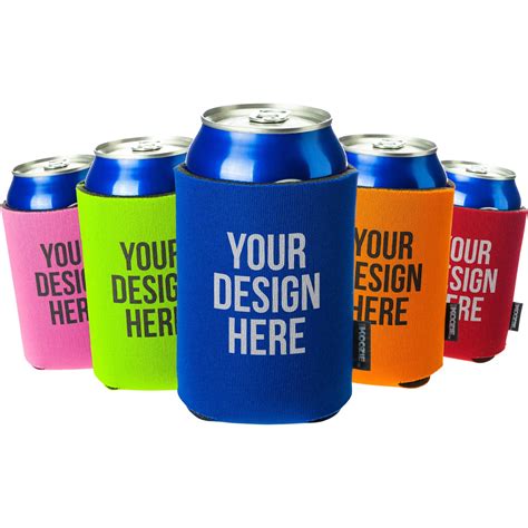 Koozies with logo. Get It By: 3/22/24. Q41151. Collapsible Can Cooler Sleeves. $0.84 ea. @ 250 qty. Beverage Type: Can. Capacity: 12 Oz. Get It By: 4/1/24. Get cheap custom koozies® with fast delivery as wedding favors or swag! 100+ styles that fit any can or bottle. Logo personalized for free. 