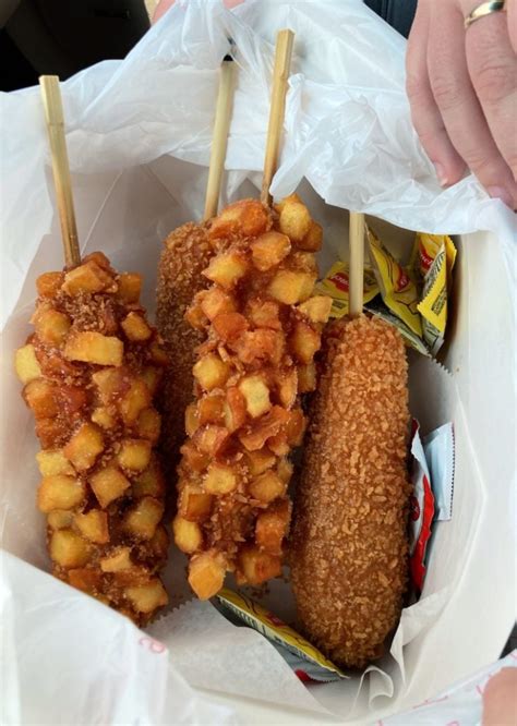 Korean corn dogs (also spelled Korean corndogs) are a popular street food found in South Korea. It is a hot dog-style sausage coated in a sweet and savory batter, deep-fried until golden and crispy; for this reason, they are called "Hot Dog" (핫도그) in Korean.. 