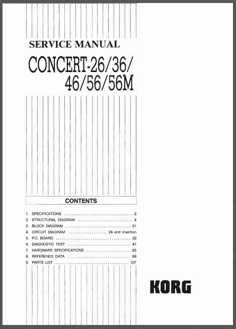 Korg concert 26 36 46 56 56m service manual. - Opel astra j manual de utilizare.