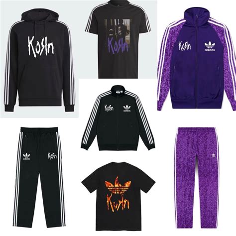 Korn adidas tracksuit. Oct 19, 2023 · Dropping in conjunction with the footwear is an apparel capsule that includes graphic t-shirts, hoodies, and two full tracksuits — including a remake of the iconic purple sequined edition. An ... 
