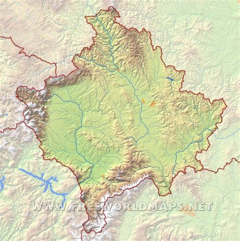 Kosovo Physical Map - Free World Maps