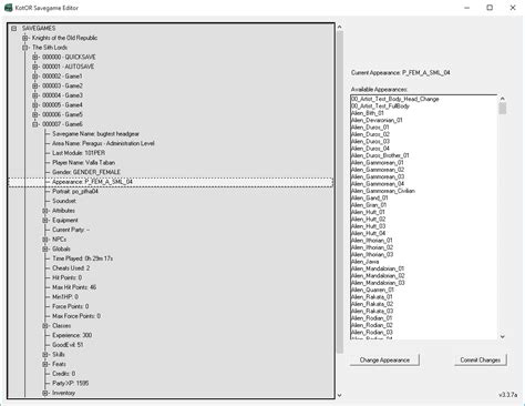 Kotor savegame editor. .  ...