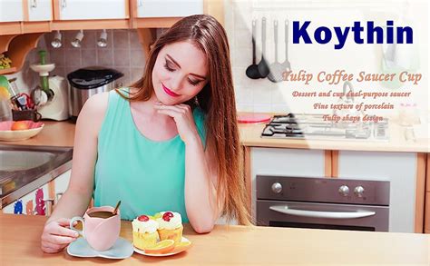 Koythin - Koythin Ceramic Coffee Mug with Saucer Set, Creative Cute Cup with Sunflower Coaster for Office and Home, Dishwasher and Microwave Safe, 6.5 oz/200 ml for Tea Latte Milk (Peach Pink) 4.7 out of 5 stars 191 