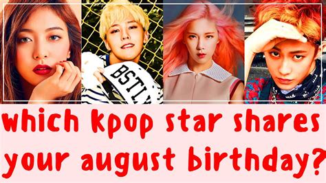 Kpop birthdays august. Birthdays, anniversaries, releases, kpics and music shows on August 9. ... August 9, 2024 ; This day in kpop August 9 Birthdays, anniversaries, releases, kpics and music shows on August 9. Idol birthdays. Kazuha LE SSERAFIM 21. Mingi ATEEZ 25. Hwang Min Hyun NU'EST 29. See more There are 15 more. Group anniversaries. AOA FNC … 