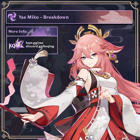 Hi! This is a friendly reminder to make sure your post follows Rule 7: • Questions that can be answered by simply reading the Yae Miko FAQ, Yae Guide by KQM, or weapons/artifacts comparison spreadsheets (all located on our subreddit sidebar under "Useful Links" and on our pinned megathread post), or any simple questions that do not constitute a discussion ….