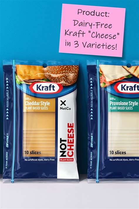 Kraft not cheese. These Cheddar style plant-based slices are delicious in grilled cheese style sandwiches, on any sandwich, nachos or even a breakfast sandwich. Our slices contain no artificial dyes and are dairy free, perfect for flexitarians and anyone looking to reduce dairy consumption. • One 8 oz pack of 10 slices of Kraft NotCo Cheddar Style Not Cheese ... 