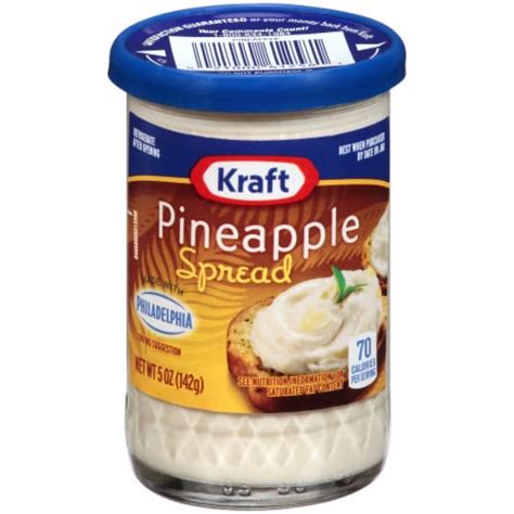 Kraft Pineapple Spread is a versatile spread with luxurious flavor you're sure to love. Made with Philadelphia cream cheese and real pineapple, this multi use spread delivers a unique taste that excites your taste buds.. 