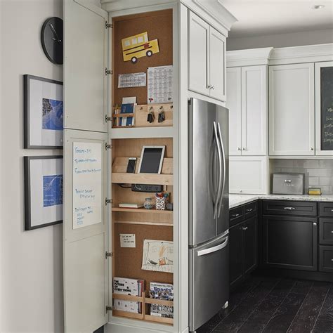 KraftMaid: Message Center - Transitional - Kitchen - Detroit - by KraftMaid | Houzz Mail storage, cork board and everything else you need to keep spaghetti sauce off of the bills. Melissa Campos . 