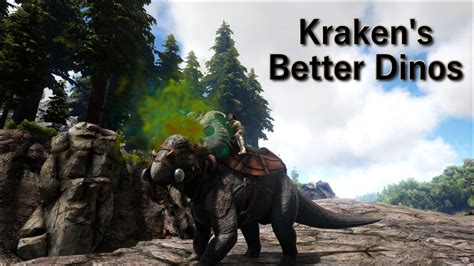 Kraken's better dinos. Mod ID # 1565015734. Hallo, and welcome to Better Dinos. This mod aims to improve vanilla dino utility, and improve quality of life for all of our favourite dino friends. On installing this mod you will immediately notice various changes take effect on vanilla dinos, some may be small tweaks, some may be complete overhauls, but all are done ... 