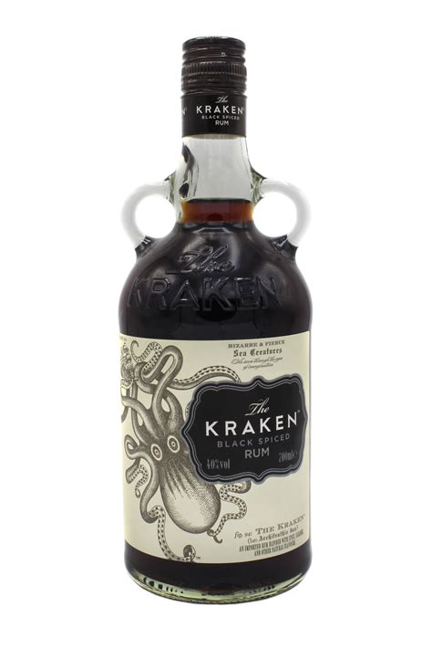  One of the fastest growing rum brands, The Kraken® is the world’s first black spiced rum, housed in an iconic bottle. Taste the flavors of cinnamon, vanilla, and nutmeg and experience its magic. The Kraken® Original is 94 proof. It has a distinct aroma of caramel, toffee and spice with flavors of cinnamon and vanilla and a lingering spicy ... . 