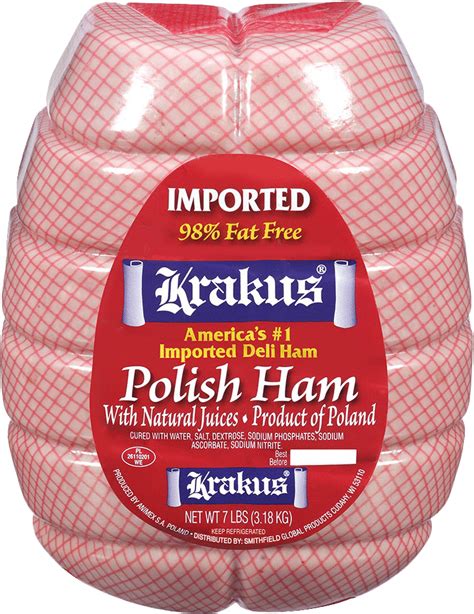  Details. Krakus Imported Reduced Sodium Polish Ham is imported from Poland for a deliciously authentic taste with the convenience of prepared deli lunch meat to give you quick meal options. This deli ham lunch meat is American Heart Association Certified to make it heart-healthy, and it's 98% fat free to give you an alternative deli meat choice ... . 