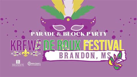Krewe De Roux Parade Kid's Pre Party. Fri Feb 09, 2024. Brandon First Methodist Church, 205 Mary Ann Dr, Brandon, MS 39042-3317, United States,Brandon, Mississippi. View Details. Discover more events. Easter Egg Hunt Events In Brandon Live Music Events In Brandon Easter Events In Brandon Easter Bunny Events In Brandon …. 