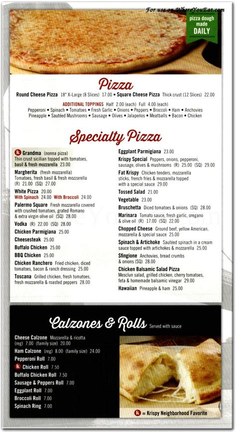 Krispy Pizza menu - Brooklyn NY 11228 - (718) 745-9618 - Allmenus