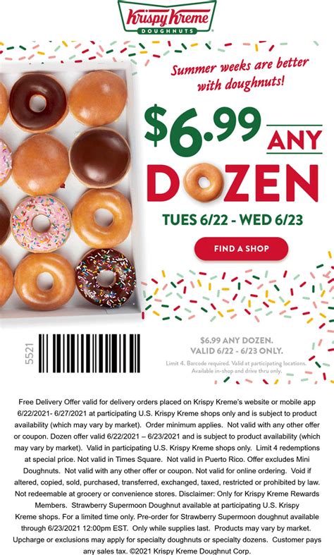 Free Shipping on sitewide order $75+ With Krispy Kreme. Free Shipping. Dec 31. Get 10% off student discount at all Krispy Kreme. 10%. Dec 31. Last updated on. April 26, 2024.