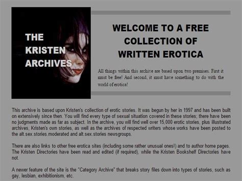 The host site of THE KRISTEN ARCHIVES works intermittently. It was recently brought to our attention that a backup site was created. It has all the stories that THE KRISTEN ARCHIVES had when it stopped being updated. You can access it at this web address. https://asstr.xyz/~Kristen/ Just copy and paste it, OR there is a link to the immediate ...