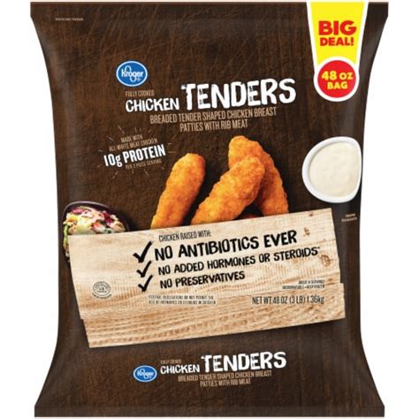 Kroger chicken tenders air fryer. Ingredients. Organic Chicken Breast Meat Marinated in Water, Organic Rice Starch, Sea Salt, Organic Evaporated Cane Sugar, Organic Spices Including Paprika and Organic Celery, Organic Spice Extractives, Natural Flavor, Batter/Breaded in (Organic Wheat Flour, Organic Cane Sugar With Organic Tapioca Starch, Sea Salt, Organic Non Fat Milk, Organic ... 
