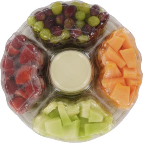 An arrangement of fresh, seasonal fruit, including grapes, strawberries, apples, pineapple, and melons. Serves 28, 60 Cal/Serving. 24 Hours Advance Notice Required. If the item is needed sooner, please call your Publix store.. 